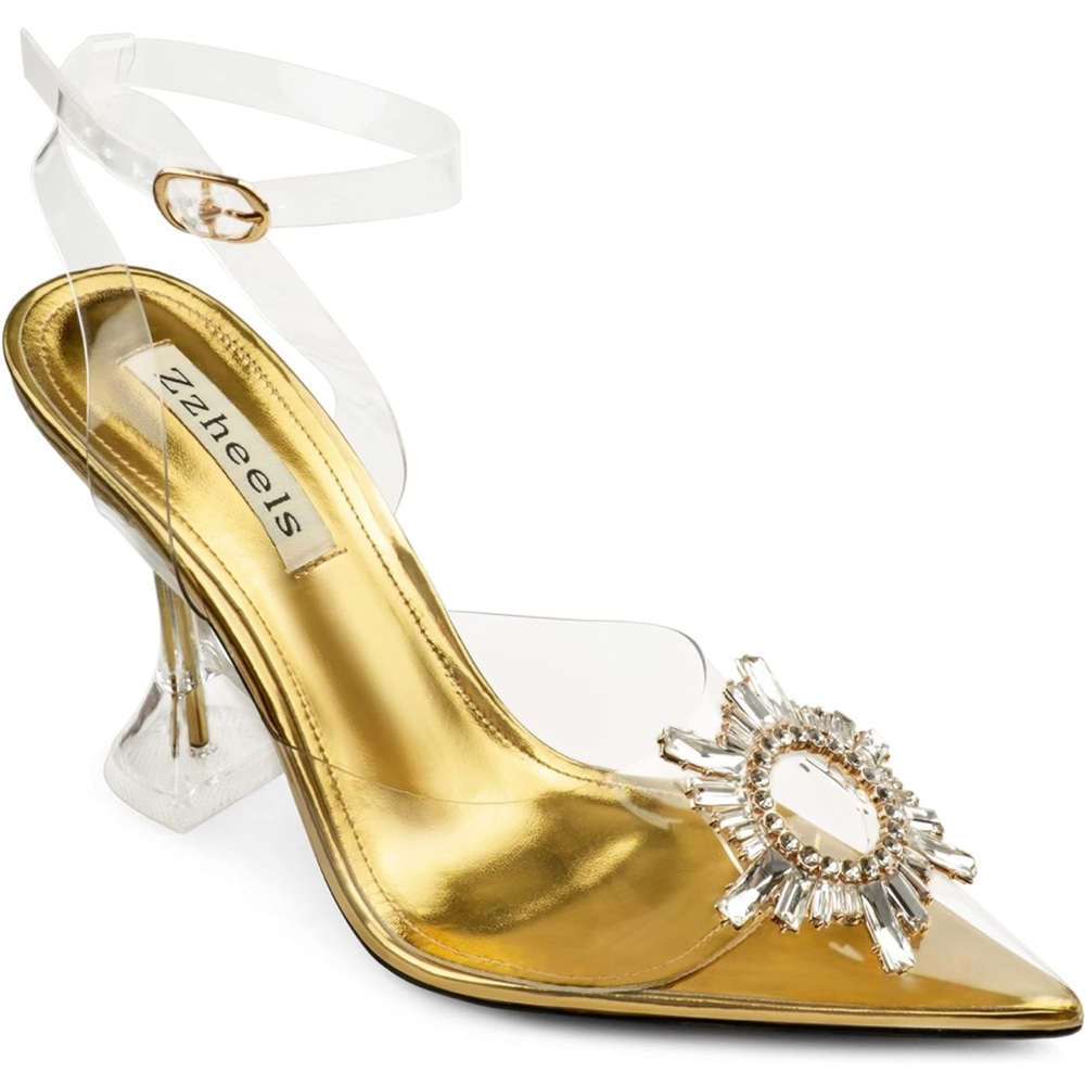 Gold clear heels